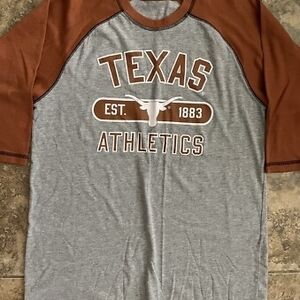 Longhorn UT Austin Texas Athletics Gray and Brown Raglan Tee